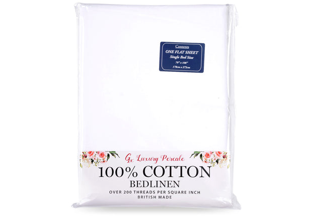 Gx 100% Cotton Percale Flat Sheet
